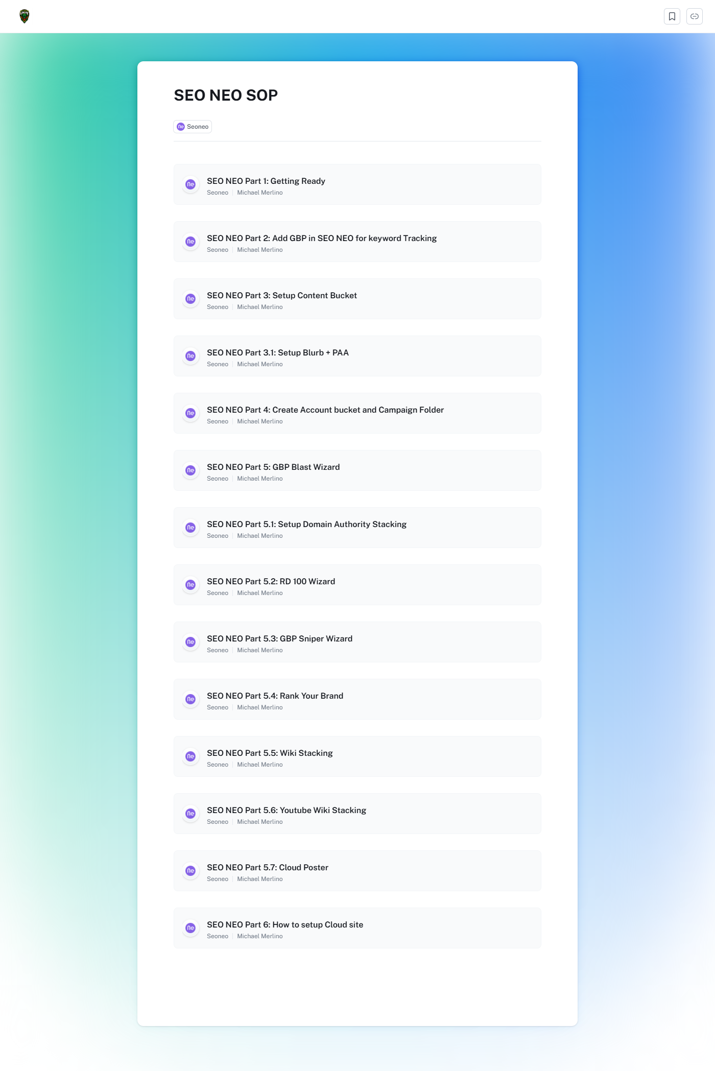 SEO NEO SOP Overview